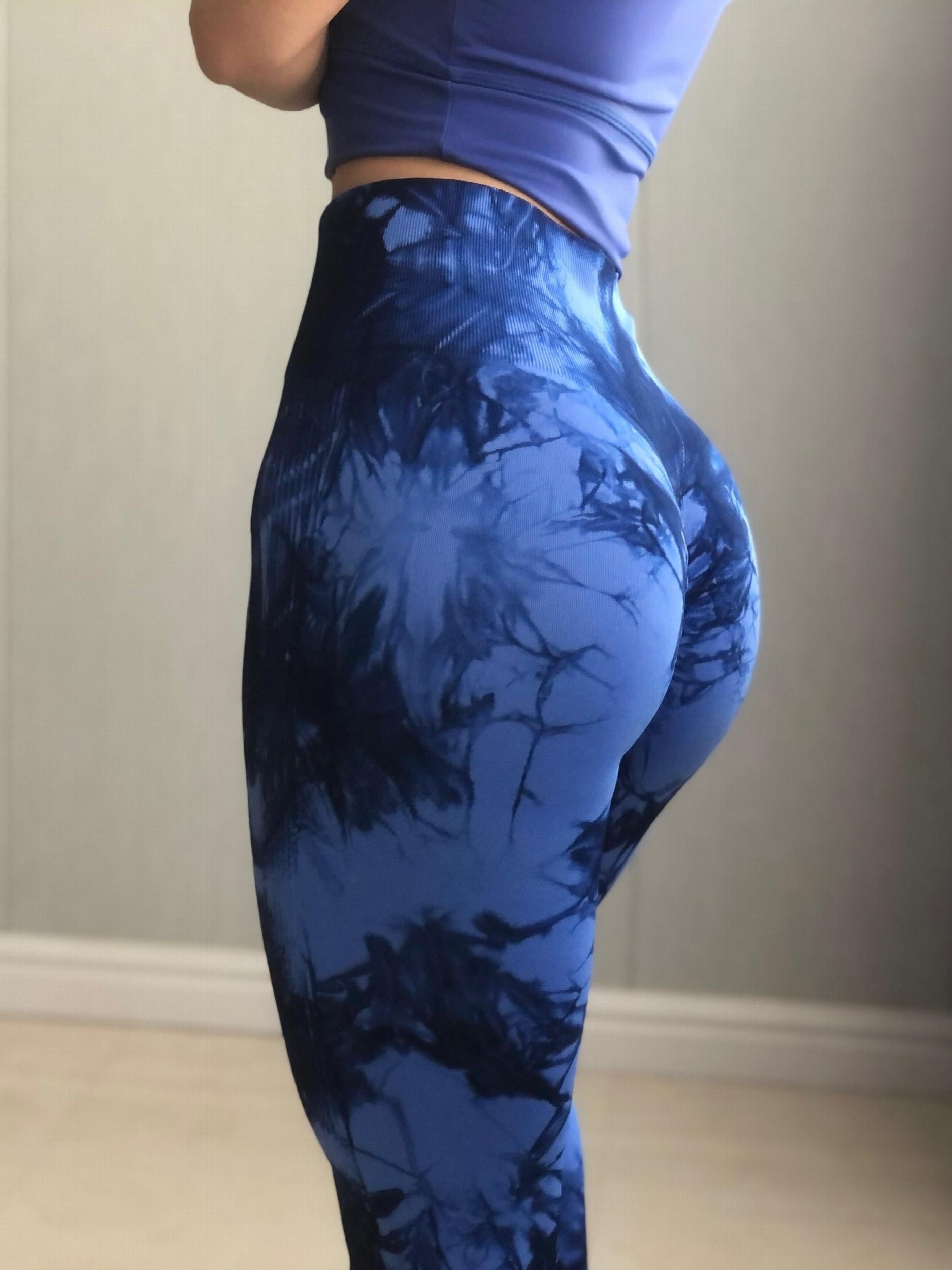3pcs Tie Dye Butt Lifting Sports Shorts High Waist Yoga Running