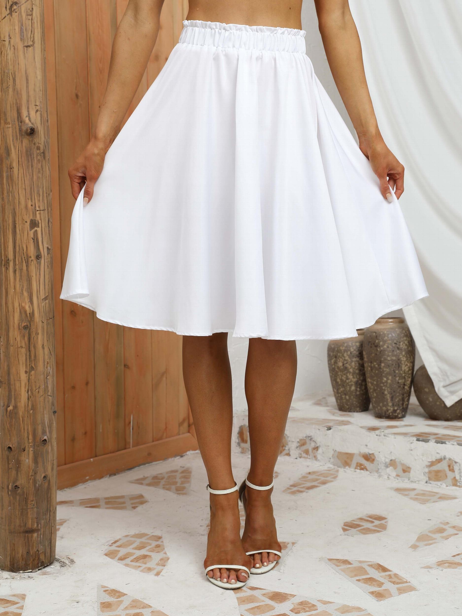 High Waist Summer Skirts Solid Color Women's Clothing