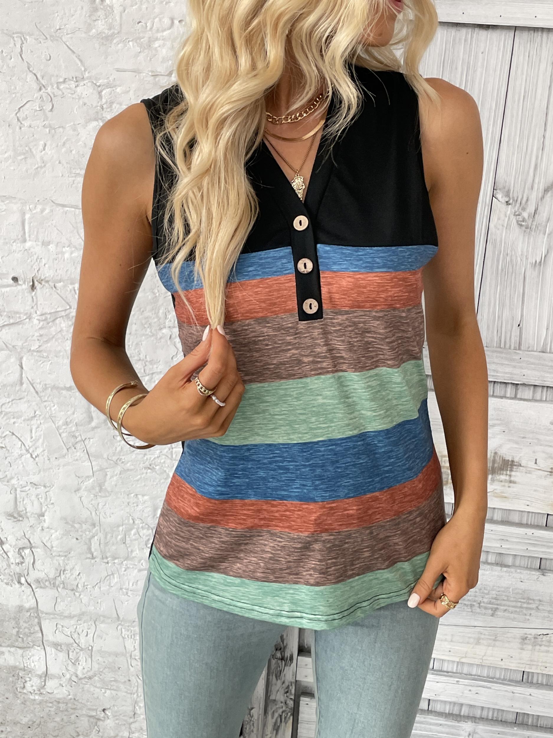 V-neck Tank Top for Summer Women's Clothing