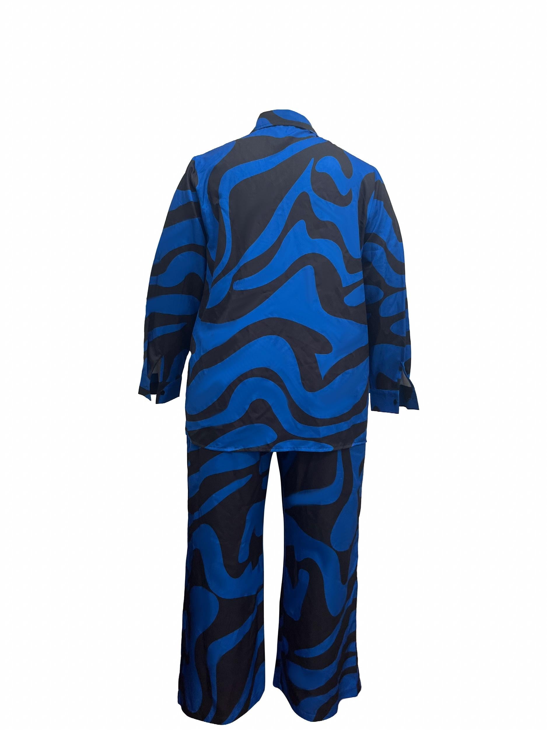 Women's Plus Abstract Stripe Print Shirt & Pants Outfit Set