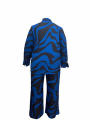 Women's Plus Abstract Stripe Print Shirt & Pants Outfit Set