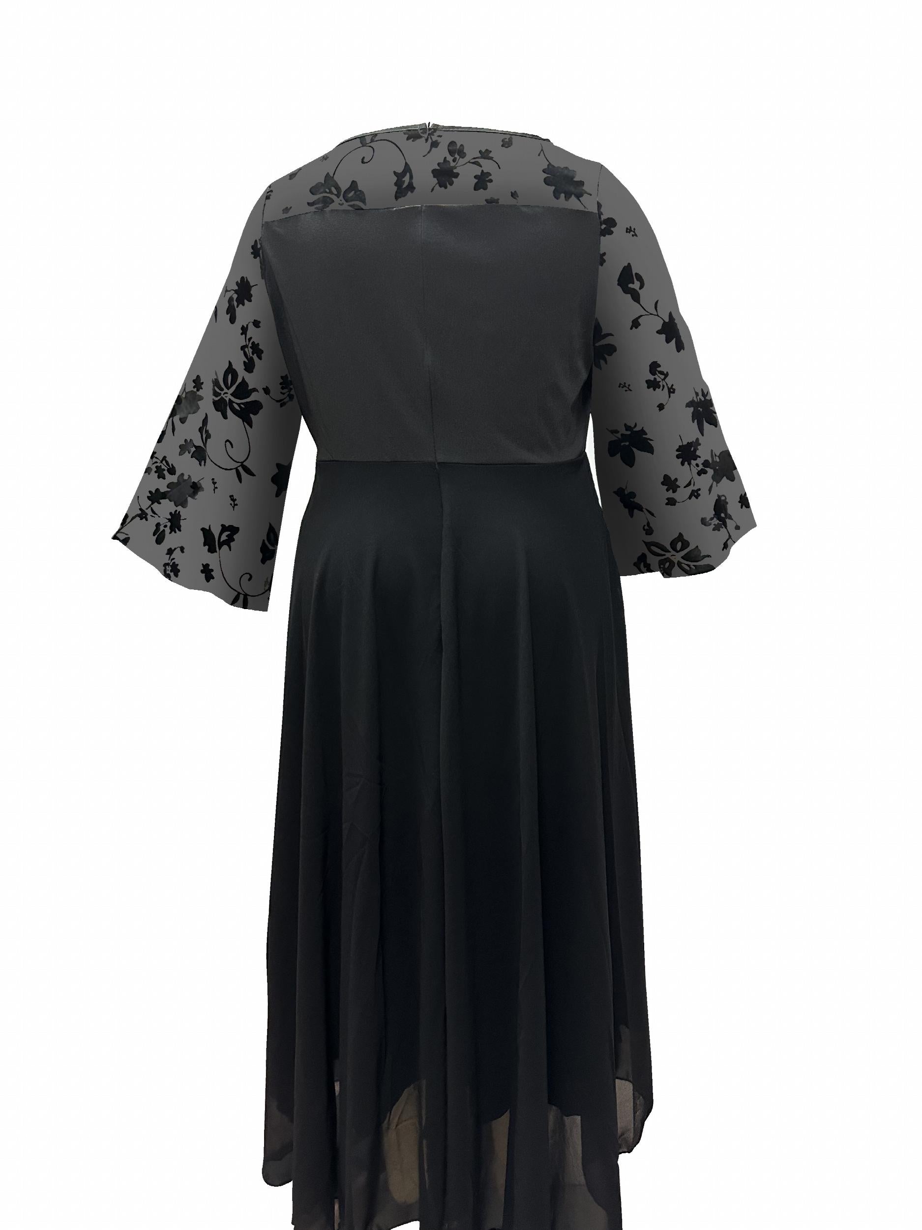 Lace Round Neck Long Sleeve Dress