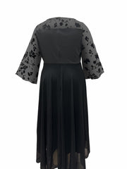 Lace Round Neck Long Sleeve Dress
