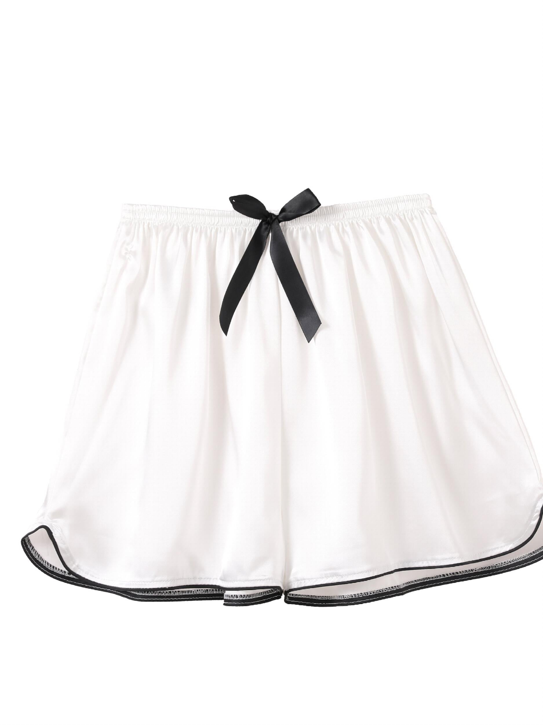 Satin Bow Sleep Shorts Elastic Waistband