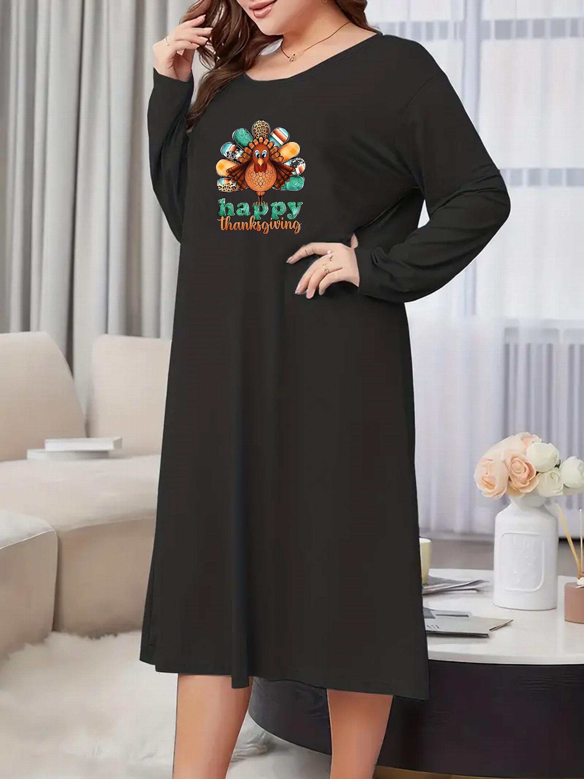 Thanksgiving Nightdress Women's Turkey Print