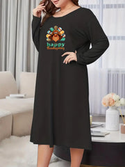 Thanksgiving Nightdress Women's Turkey Print