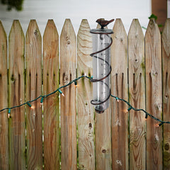 Metal Bird Rain Gauge Stake 7 Capacity Cast Iron Hanging Outdoor Garden Law