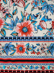 Boho Shorts Women's Plus Floral Print High Rise Waist Band