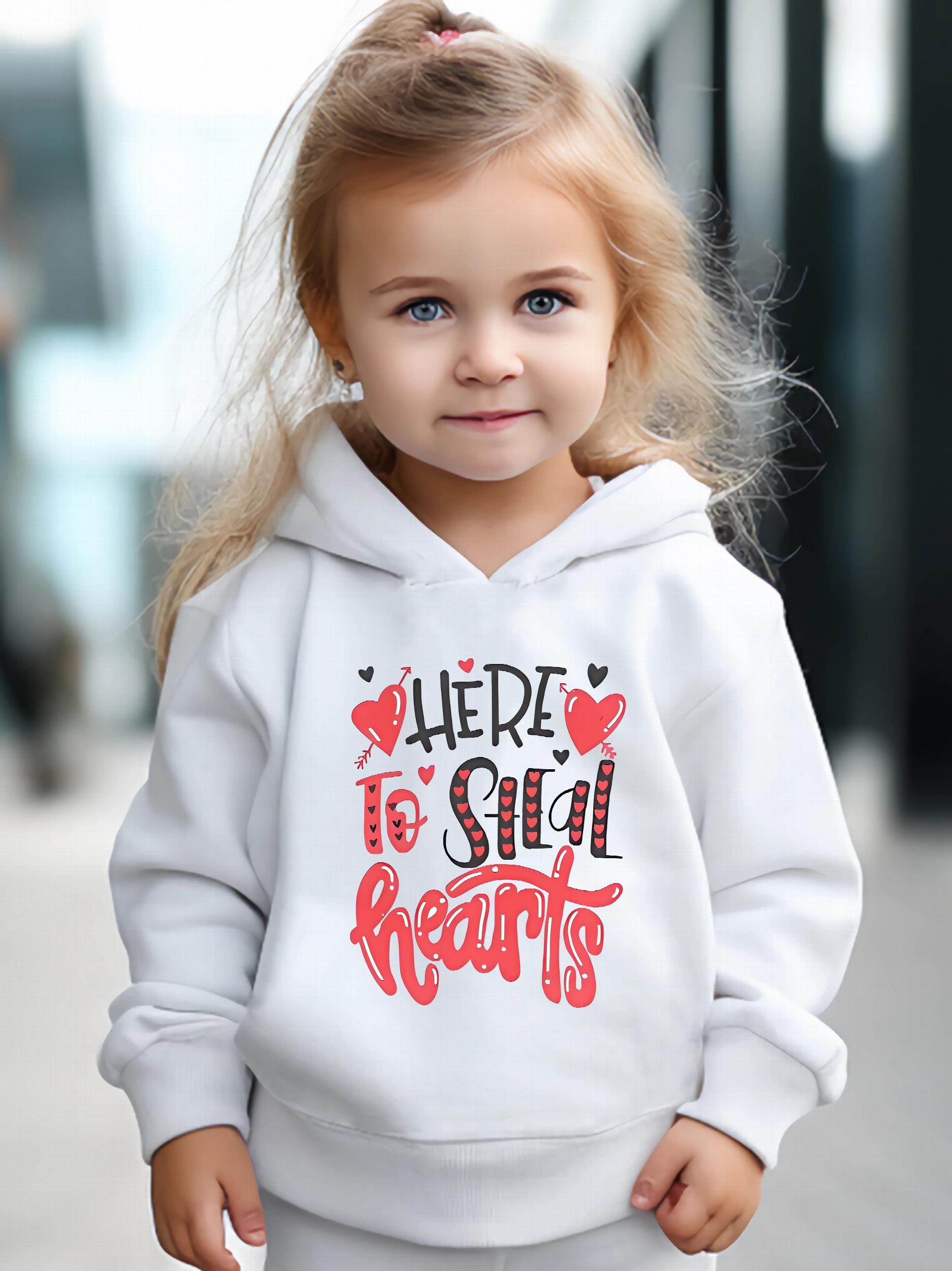2pcs Heart Steal Graphic Hoodies Pants Set Spring Sports Gift Girls