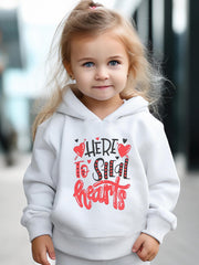 2pcs Heart Steal Graphic Hoodies Pants Set Spring Sports Gift Girls