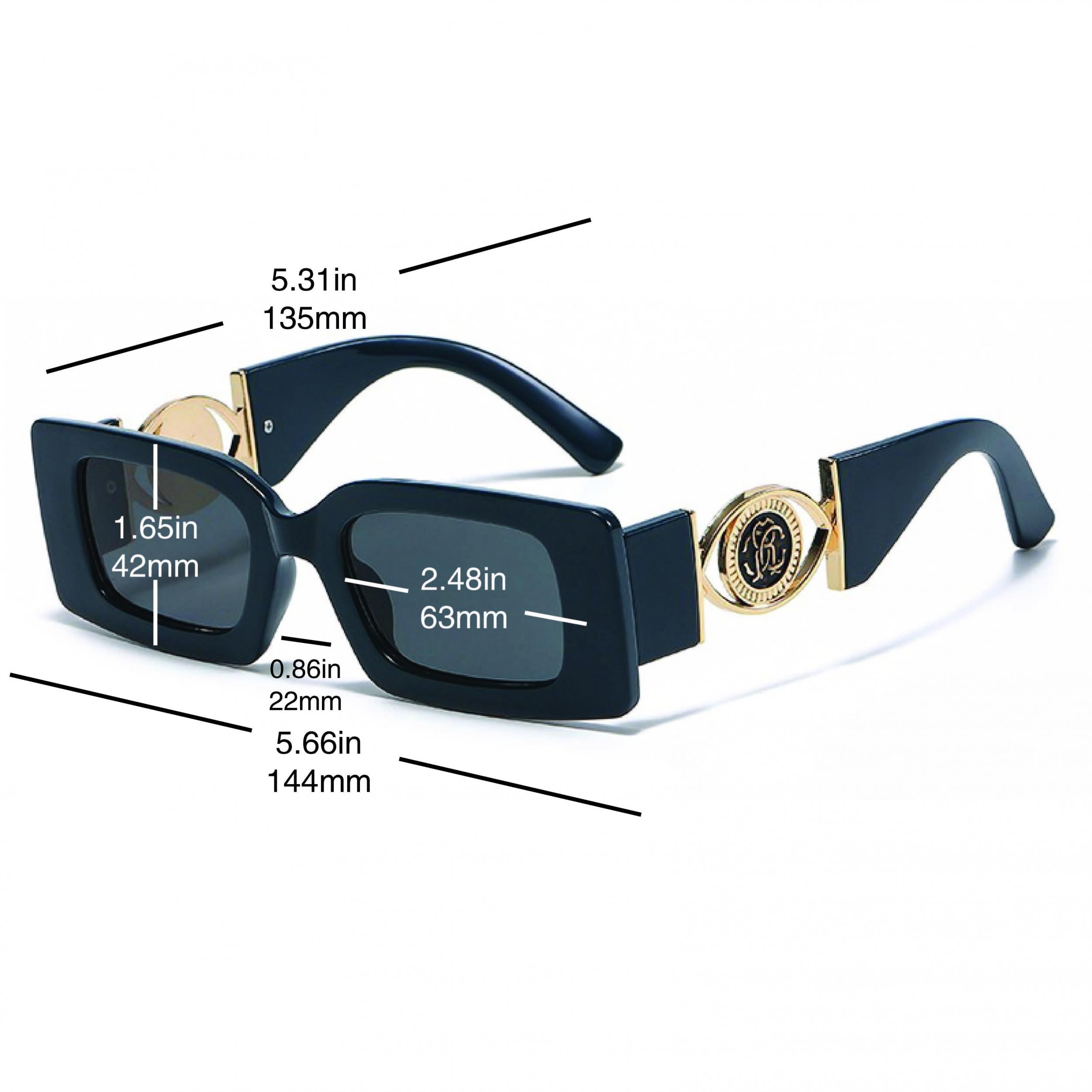 Y2K Rectangle Sunglasses Engraved Temple UV400