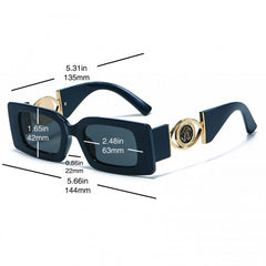Y2K Rectangle Sunglasses Engraved Temple UV400