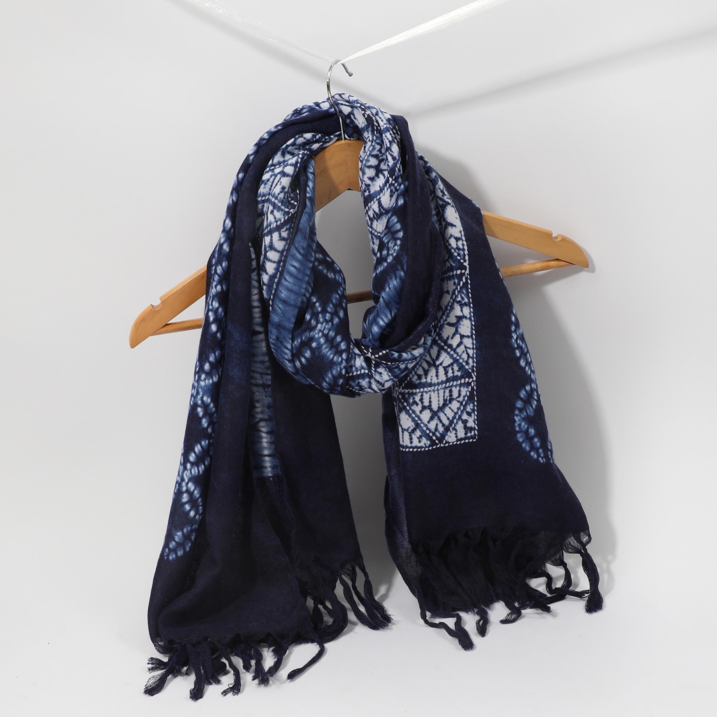 Boho Print Scarf Vintage Geometric Tassel Shawl