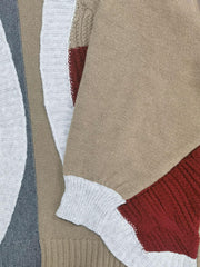 Colorblock Cable Knit Open Front Cardigan