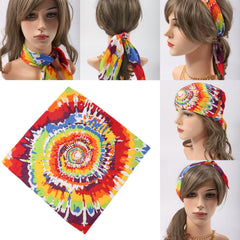 Rainbow Tie Dye Bandana Hip Hop Print Square Scarf Head Wrap Unisex LGBT Pride