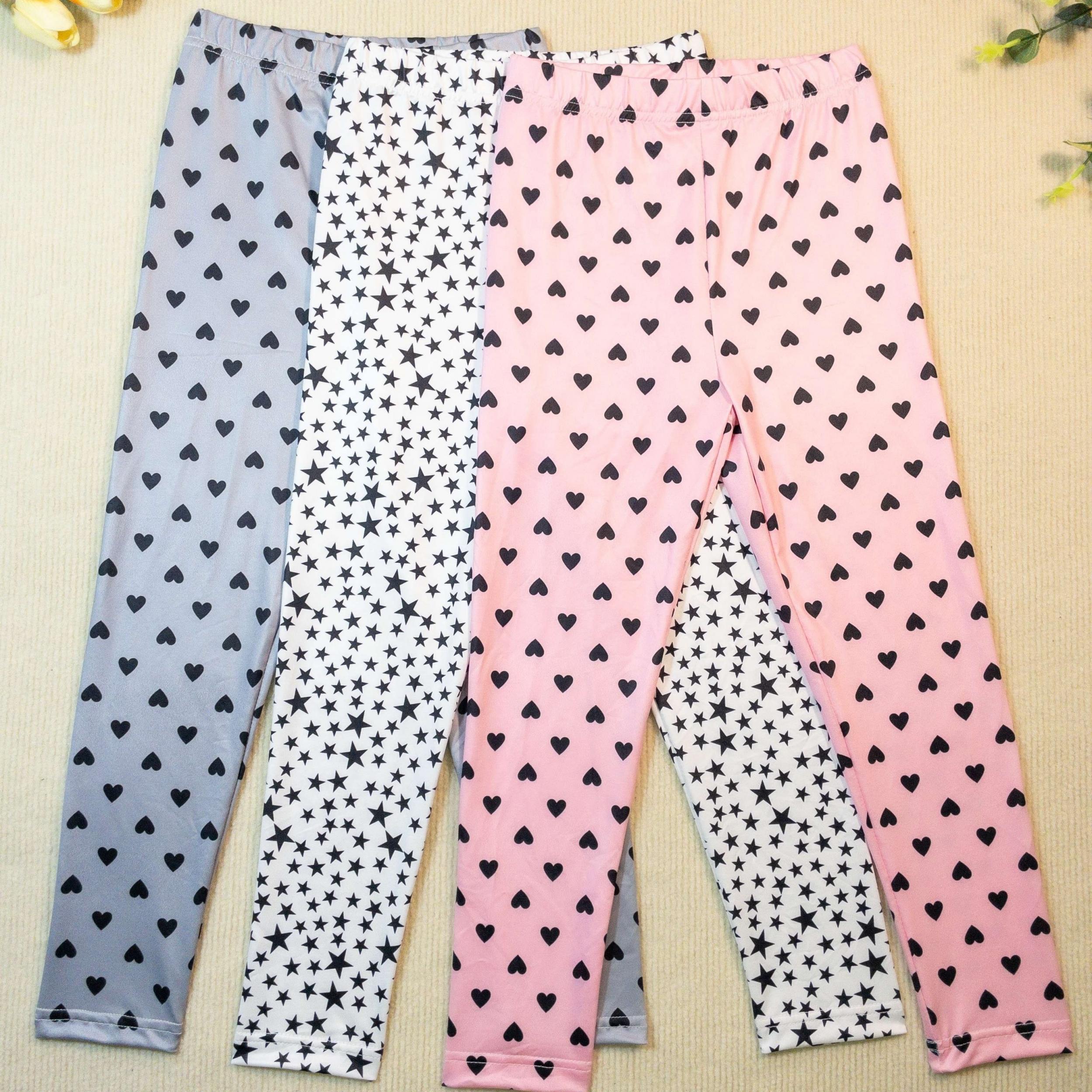 Girls Heart and Star Print Yoga Pants Slim Fit Leggings