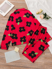 Floral Print Pajama Set Long Sleeve Top & Pants