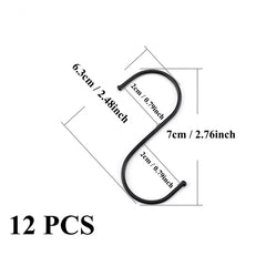 12pcs Heavy Duty S Hooks for Hanging in Kitchen, Bathroom, Bedroom