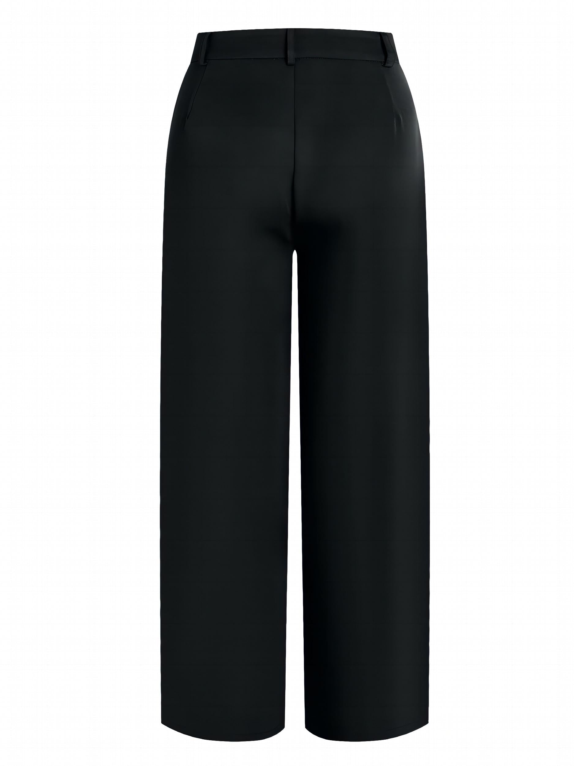 High Waist Pleated Tailored Pants Long Length Work Office Pants