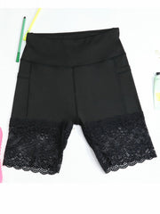 Women's Lace Decor Yoga Running Shorts Butt Lifting Slim Stretchy