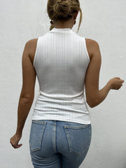 Textured Mock Neck Sleeveless Top for Summer