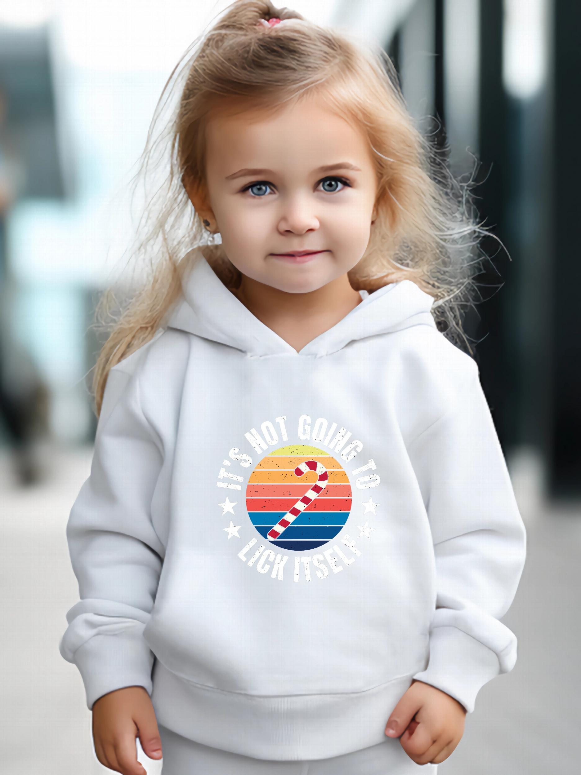 Candy Cane Pattern Long Sleeve Hooded Sweatshirt Girls