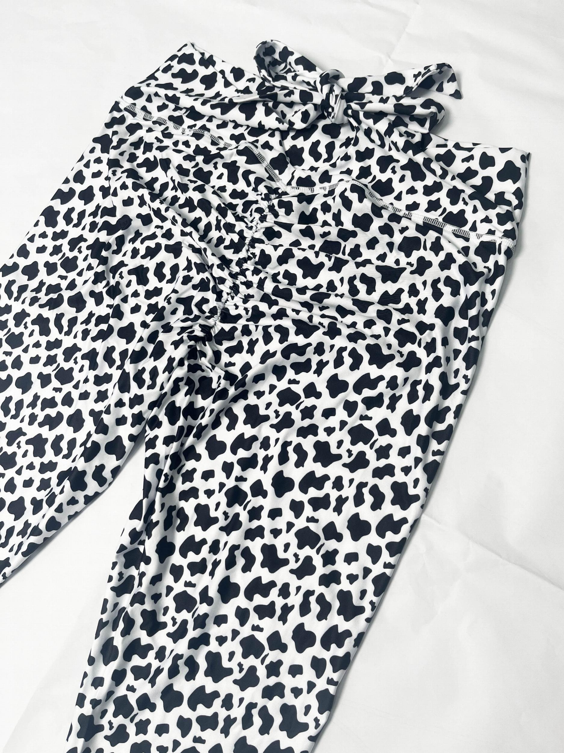 Sports Leggings Women's Plus Heart Print Cut Out Tie Back High Stretch