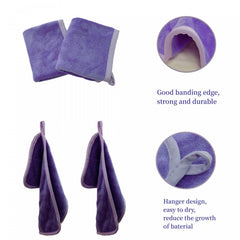 2pcs Light Purple Small Towel For Hands Soft Absorbent Microfiber with Loop