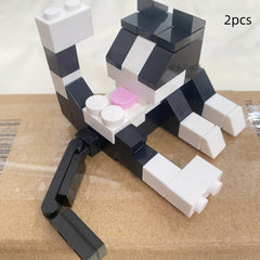 2pcs Cow & Cat Building Blocks for Creative Play or Home Decor