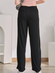 Solid Color Drawstring Wide Leg Pants