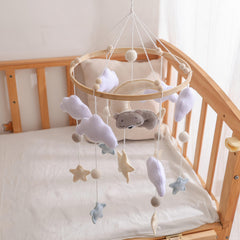 Baby Mobile Crib Toy, Gray Bear Sheep Star Shapes, Soft Pastel Colors