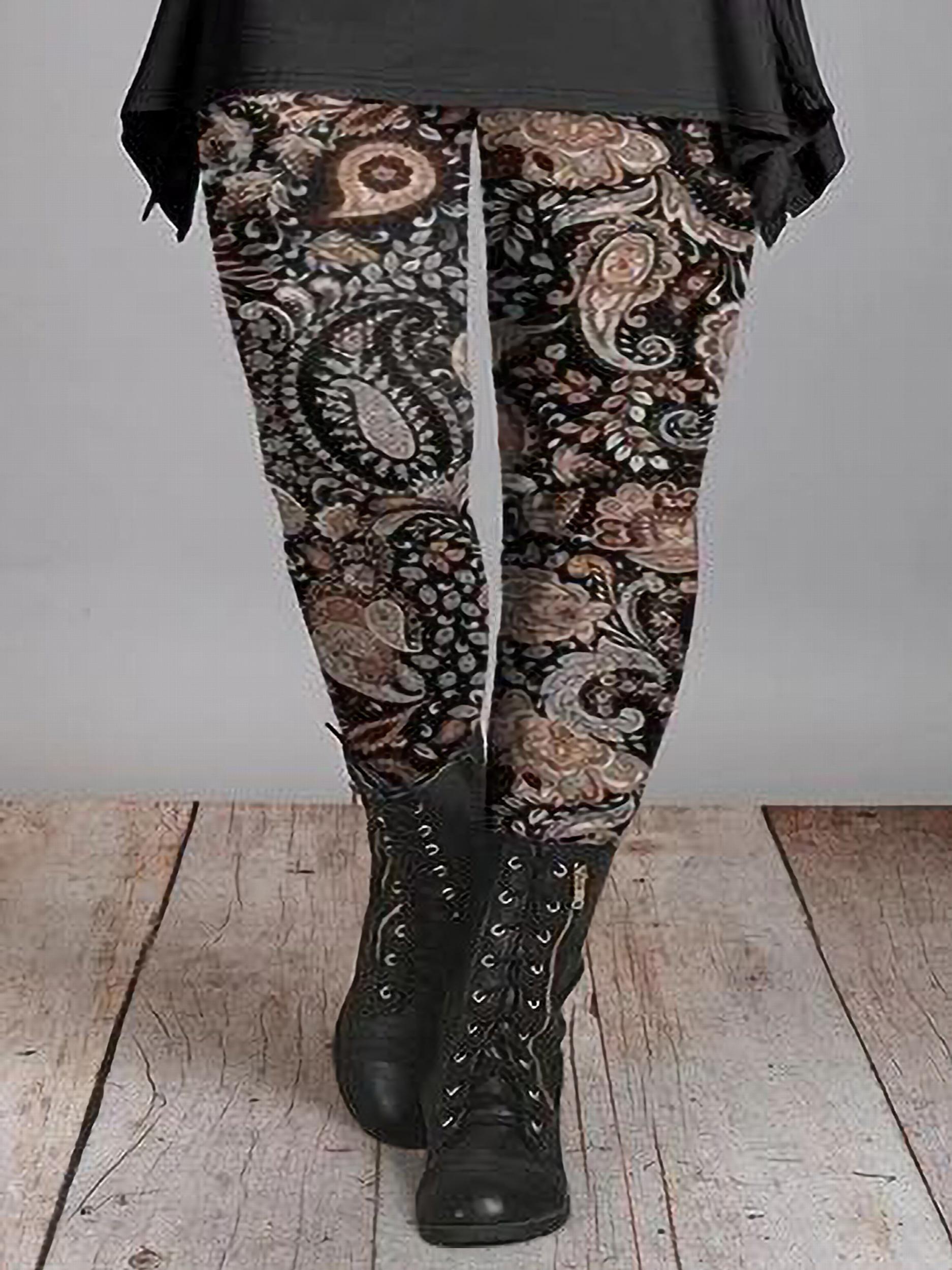 Boho Paisley Print High Rise Leggings