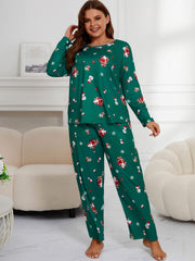 Christmas Loungewear Set Women's Plus Long Sleeve T shirt & Pants