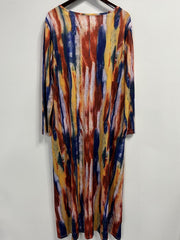 Tie Dye Maxi Dress with V Neck and Pockets