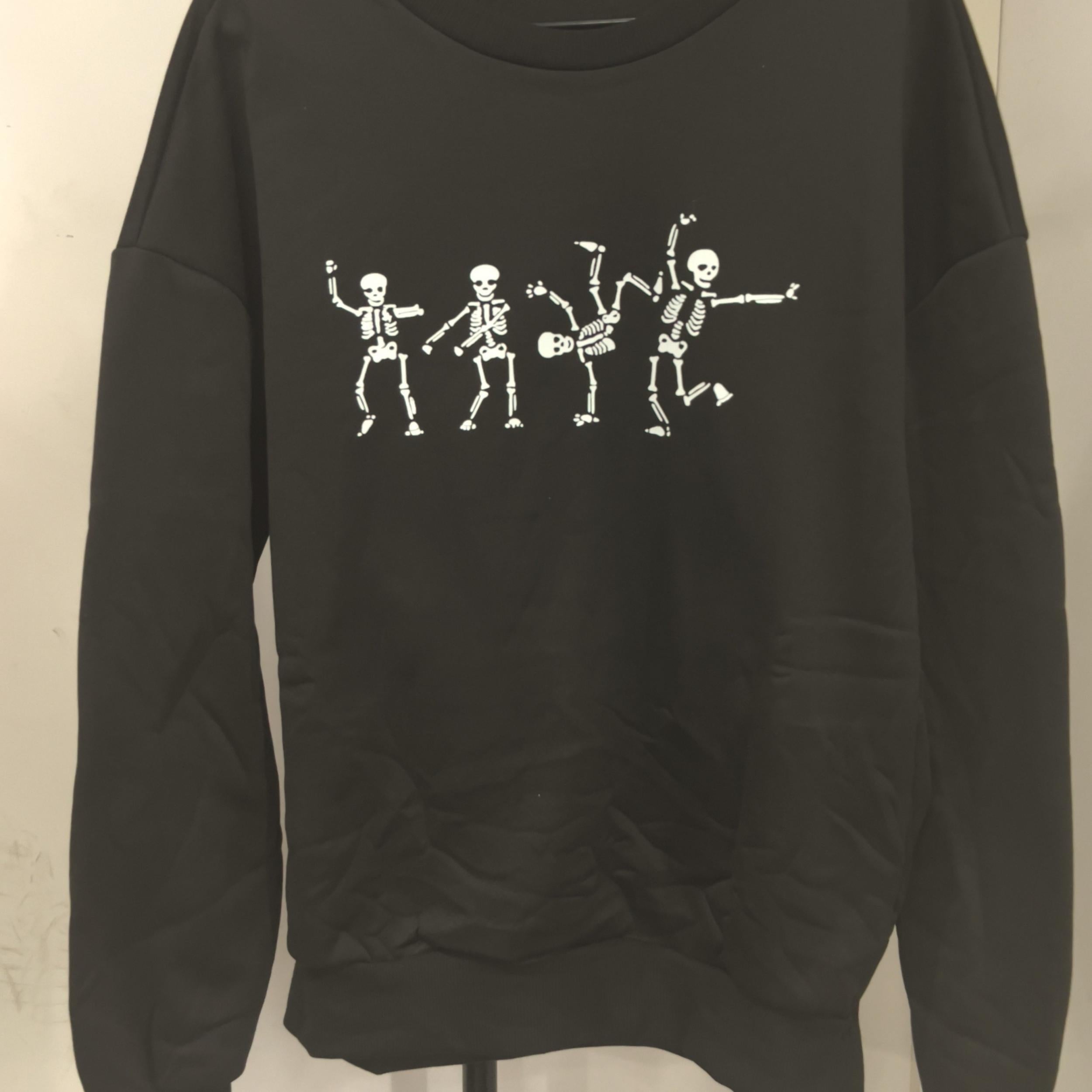 Skull Print Sweatshirt Long Sleeve Casual Crew Neck Women's Clothing