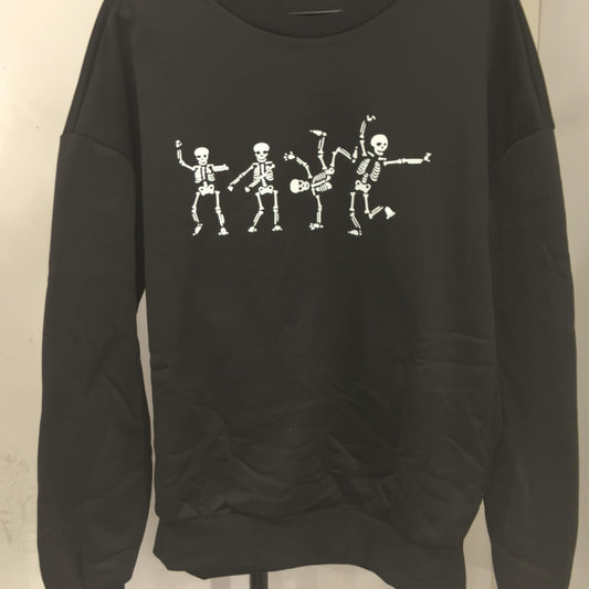 Skull Print Sweatshirt Long Sleeve Casual Crew Neck Women's Clothing