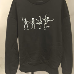 Skull Print Sweatshirt Long Sleeve Casual Crew Neck Women's Clothing