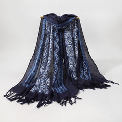 Boho Print Scarf Vintage Geometric Tassel Shawl