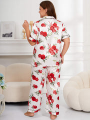 Floral Print Satin Pajama Set