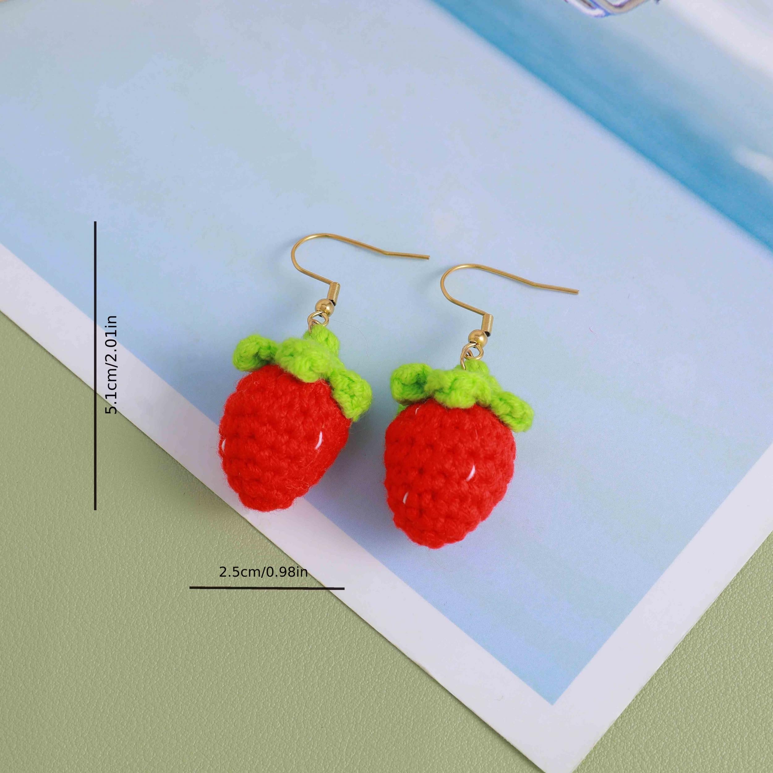 Strawberry Dangle Earrings Stainless Steel Ear Pin