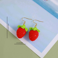 Strawberry Dangle Earrings Stainless Steel Ear Pin