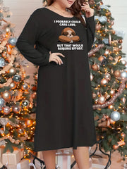 Nightdress Women's Plus Sloth Print Tee Sleep Dress
