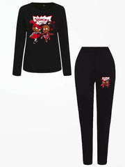 Cartoon Print Two Piece Set Women's Casual Outfit