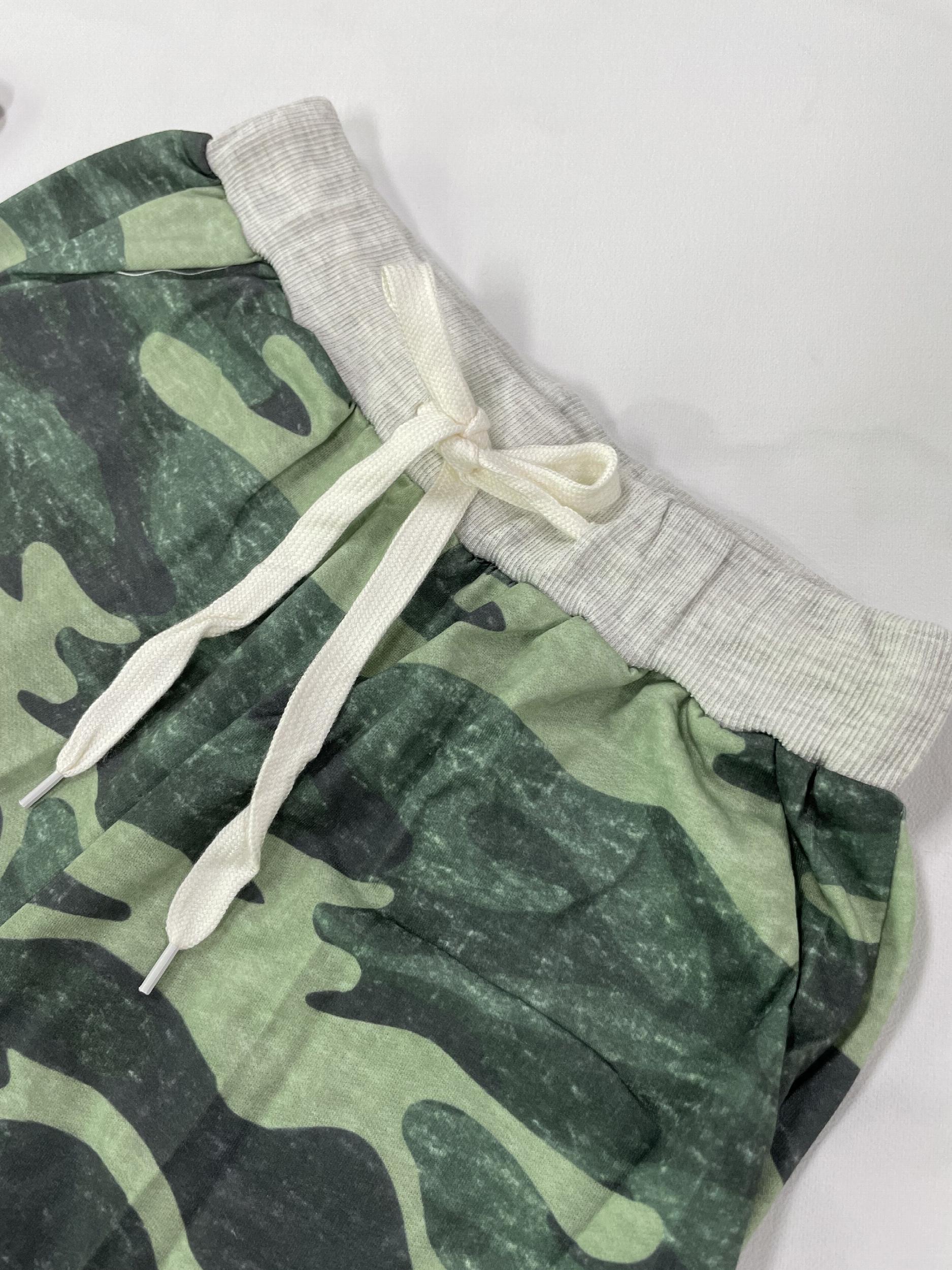 Camo Print Jogger Pants Drawstring Casual Pants