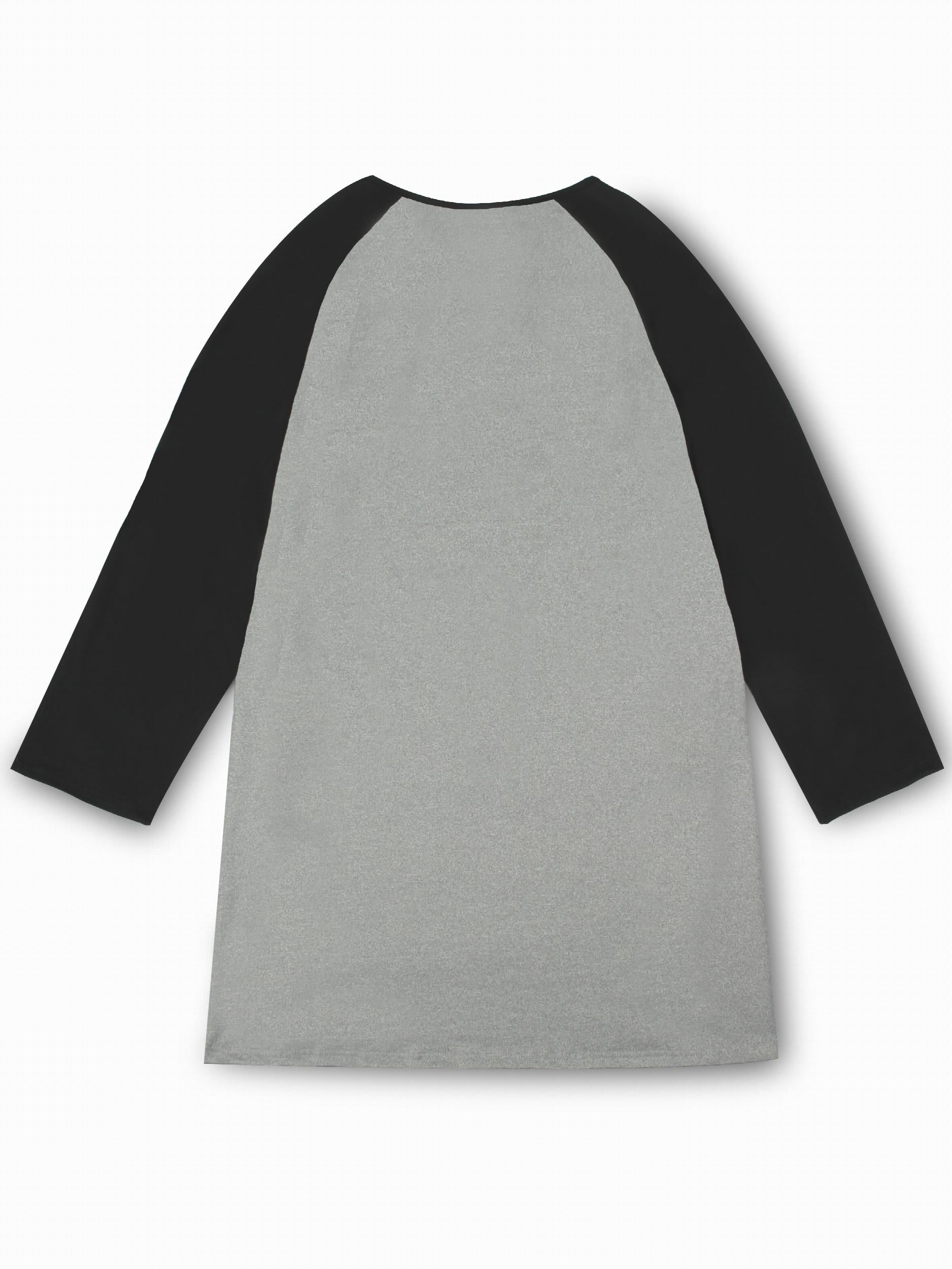 Cartoon Bear Print Raglan Sleeve Round Neck Tee Sleep Dress