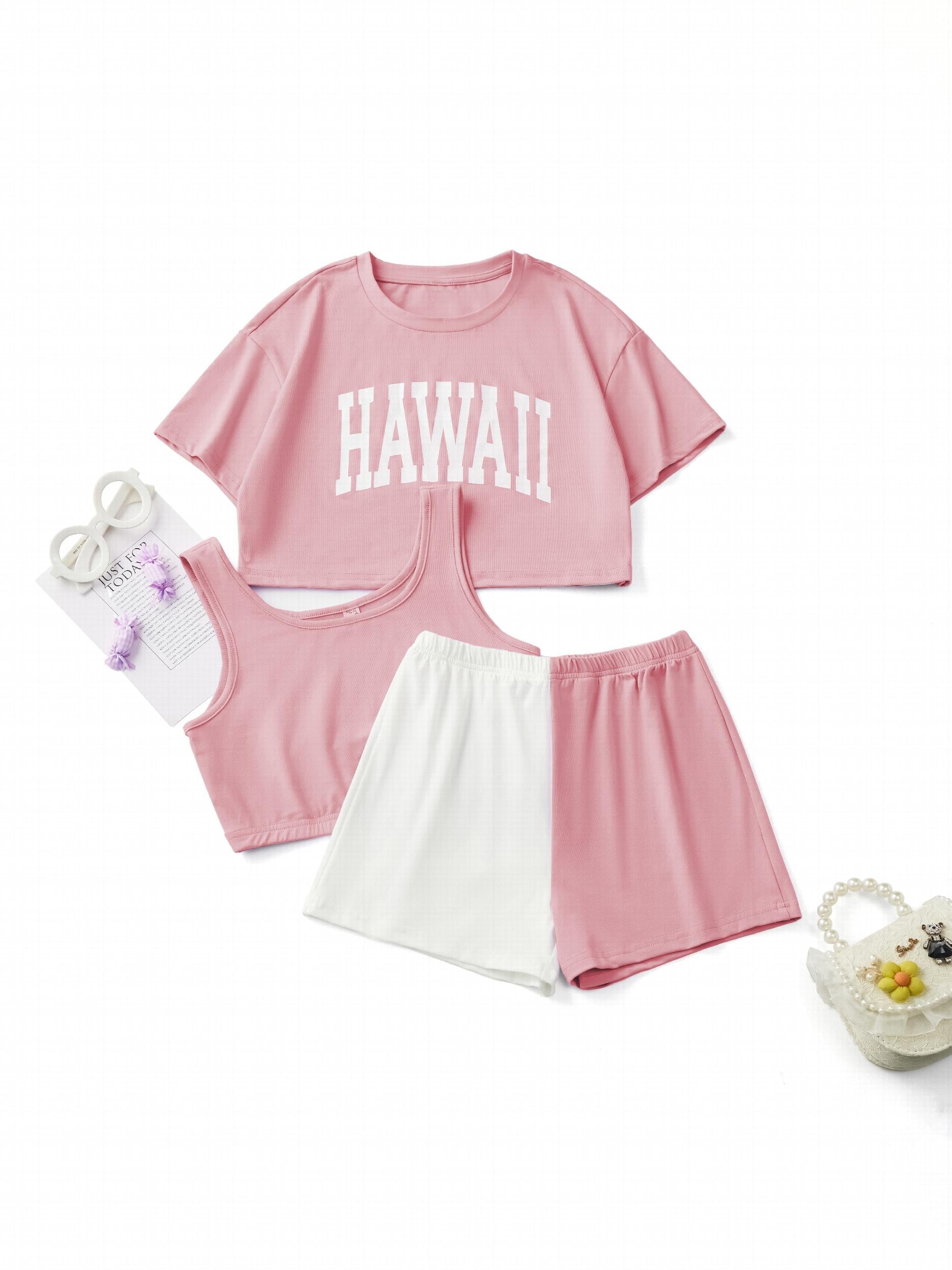 Toddler Girls HAWAII Graphic T shirt Tank Top Shorts Kids Summer Clothes