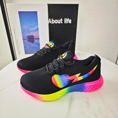 Women's Heart Rainbow Sneakers Low Top Running Trainers