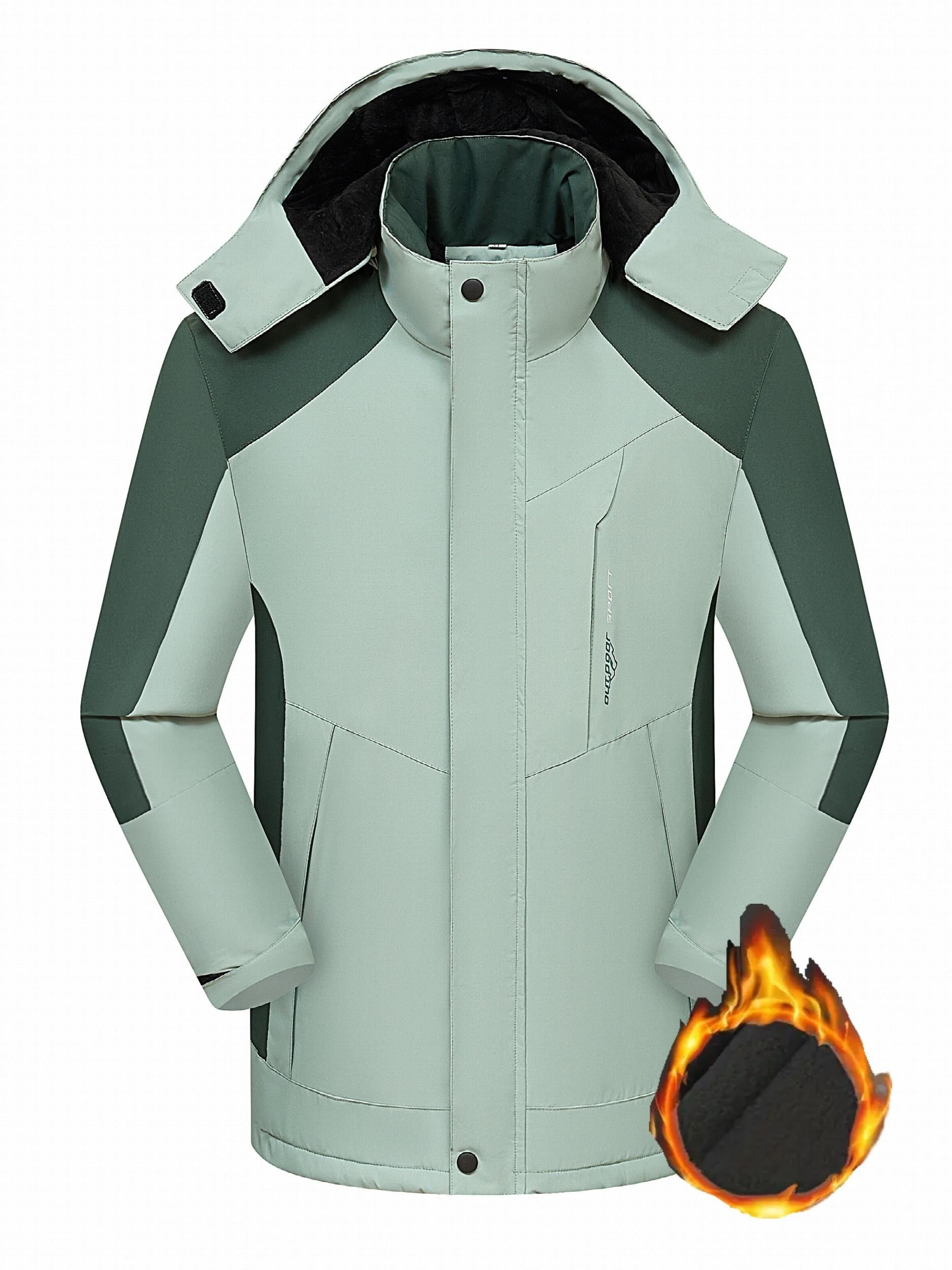 Colorblock Long Sleeve Zip Up Hooded Fleece Jacket