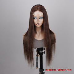 Chocolate Brown Straight 4x4 Lace Frontal Human Hair Wig