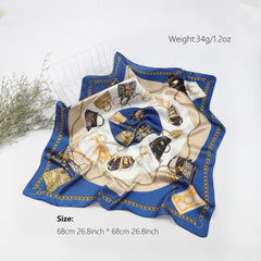 Bag Print Square Scarf Satin Neckerchief Bandana Silk Head Wraps